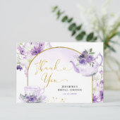 Lila Blumenkohl-Tee Dankeschön-Karte Dankeskarte (Stehend Vorderseite)