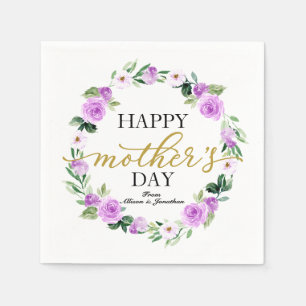 Lila Blumenkranz Alles Gute zum Muttertag Serviette