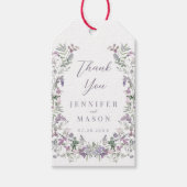 Lila Blumenkranz Hochzeit danke Geschenkanhänger (Vorderseite)