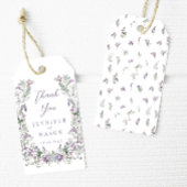 Lila Blumenkranz Hochzeit danke Geschenkanhänger