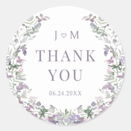 Lila Blumenkranz Hochzeit Dankeschön Runder Aufkleber