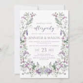 Lila Blumenkranz in Wasserfarbe Einladung (Vorderseite)