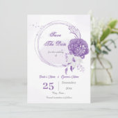 lila Blumenkranz Save The Date (Stehend Vorderseite)