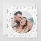 Lila Blumenkranz Save the Date Fotokarte (Rückseite)