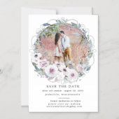 Lila Blumenkranz Save the Date Magnetkarte Magneteinladung (Vorderseite)