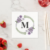 Lila Blumenkreide Monogram Wedding Napkins Serviette (Beispiel)