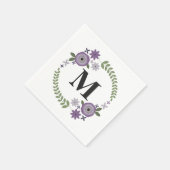 Lila Blumenkreide Monogram Wedding Napkins Serviette (Ecke)