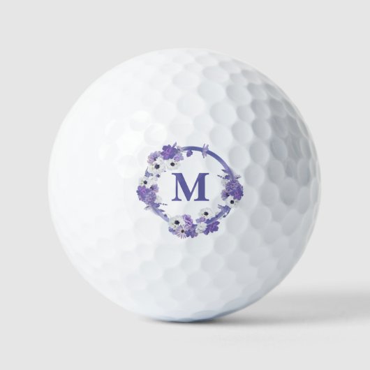 Lila Blumenkreislaufmonogramm Golfball (Vorderseite)