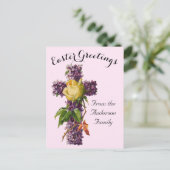 Lila Blumenkreuz Vintag Ostern Religiös Postkarte (Stehend Vorderseite)