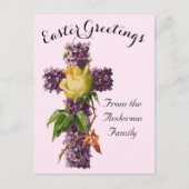 Lila Blumenkreuz Vintag Ostern Religiös Postkarte (Vorderseite)