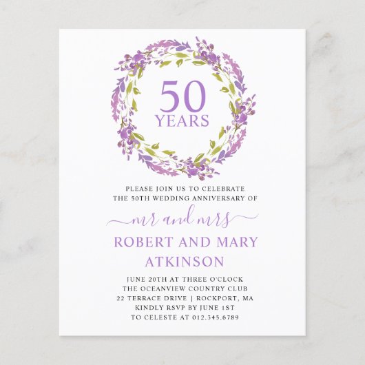 Lila Blumenladen zum 50-jährigen Jubiläum (Vorderseite)