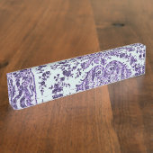 Lila Blumenlatte Namensplakette (Seite)