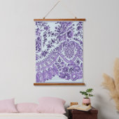 Lila Blumenlatte Wandteppich Mit Holzrahmen (Schlafzimmer)
