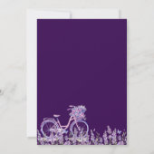 Lila Blumenlavender Bicycle Baby Dusche Einladung (Rückseite)
