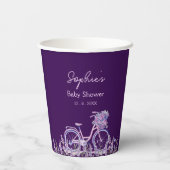 Lila Blumenlavender Bicycle Baby Dusche Pappbecher (Rückseite)