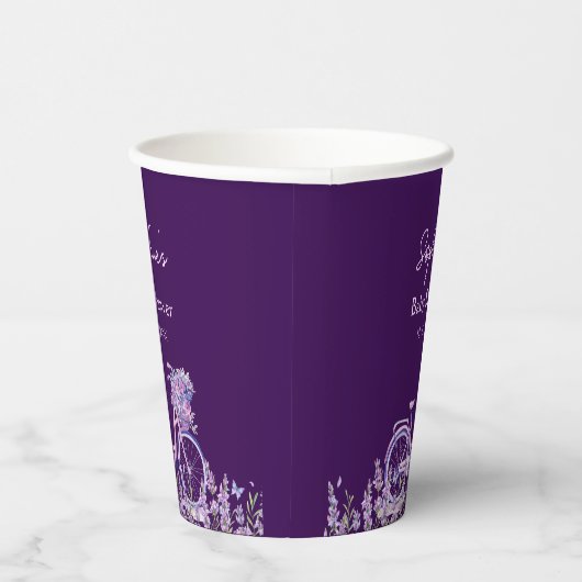Lila Blumenlavender Bicycle Baby Dusche Pappbecher (Rechts)