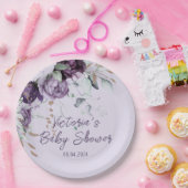 Lila Blumenlavender Elegant Babydusche Pappteller (Party)