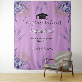 Lila Blumenlavender Girly Grad Foto Hintergrund Wandteppich
