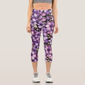 Lila Blumenleggings Capri Leggings (Vorderseite)
