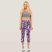 Lila Blumenleggings Capri Leggings (Vorderseite)