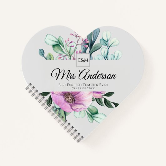 Lila Blumenlehrer-Geschenk - Jahr der Namensklasse Notizblock (Vorderseite)