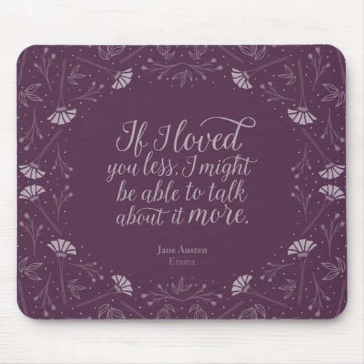 Lila BlumenLiebe-Zitat Janes Austen Emma Mousepad (Vorne)
