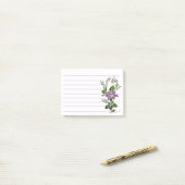Lila Blumenlinie Post-it Klebezettel (Auf Schreibtisch)