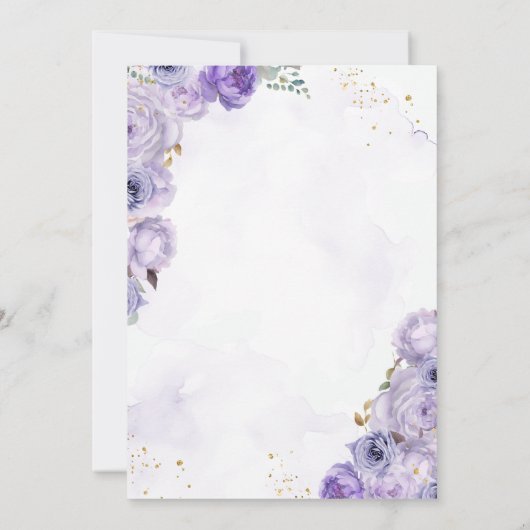 Lila Blumenmädchen Einladung (Rückseite)