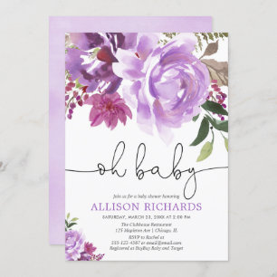 Lila Blumenmädchenbabydusche, Sommerfrühling Einladung