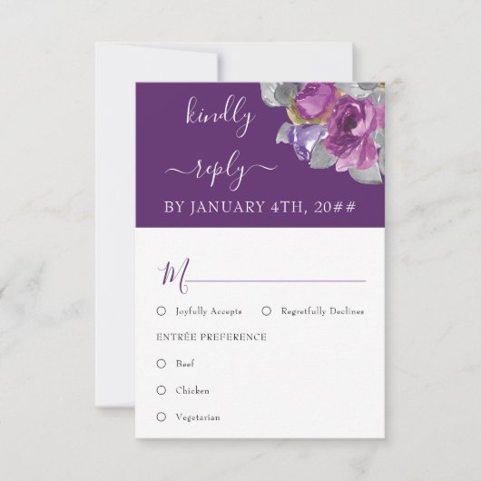 Lila Blumenmahlzeit RSVP (Vorderseite)