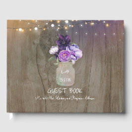 Lila Blumenmason Jar Rustikale Hochzeit Gästebuch