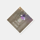 Lila Blumenmason Jar Rustikale Hochzeit Serviette (Ecke)