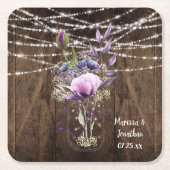Lila Blumenmason Jar String Lights Rechteckiger Pappuntersetzer (Vorderseite)