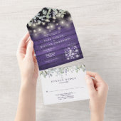 Lila Blumenmason Jars Lights Monogram Wedding All In One Einladung (Abreißen)