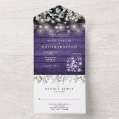 Lila Blumenmason Jars Lights Monogram Wedding All In One Einladung (Innen Boden)