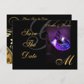 Lila Blumenmasquerschnitt Save the Date Postkarte (Vorne/Hinten)