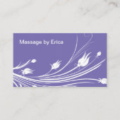 Lila Blumenmassagetherapeutin Visitenkarte (Vorderseite)