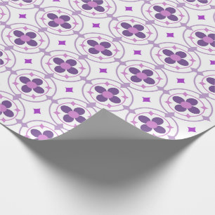 Lila Blumenmedaillon-Muster Elegante Botanik Geschenkpapier