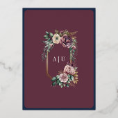 Lila Blumenmeer-Wappen Folieneinladung (Rückseite)