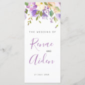 Lila Blumenmenü Menükarte (Rückseite)