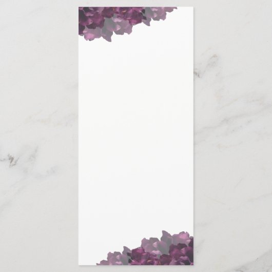 Lila Blumenmenü Menükarte (Rückseite)