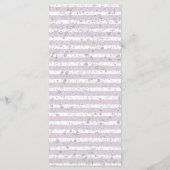 Lila Blumenmenü und "Silver Confetti Wedding" Menükarte (Rückseite)