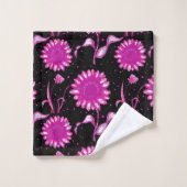 Lila Blumenmotiv Handtuchhandtuch Set (Waschlappen)