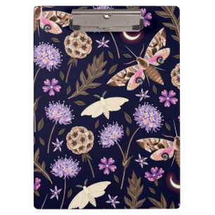 Lila Blumenmotte   Moth Clipboard Klemmbrett