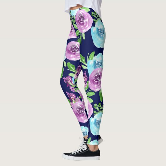 lila Blumenmuster-Blume Leggings (Links)