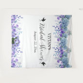 Lila Blumenmuster-Brautparty-Foto-Stand Wandteppich (Vorderseite (Horizontal))