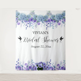 Lila Blumenmuster-Brautparty-Foto-Stand Wandteppich