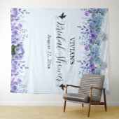 Lila Blumenmuster-Brautparty-Foto-Stand Wandteppich (Beispiel (Horizontal))