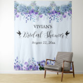 Lila Blumenmuster-Brautparty-Foto-Stand Wandteppich (Beispiel)