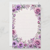 Lila Blumenmuster. Briefpapier (Vorderseite)